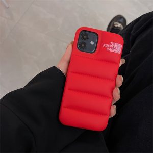 Silicone Puffer Back Cover For Apple iPhone Series - iPhone 13 Pro Max, Red
