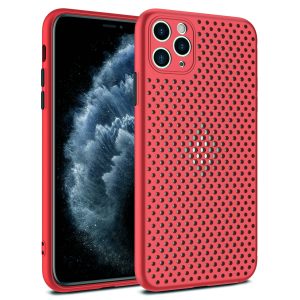 Camera Protection Mesh Silicone Back Case for Apple iPhone Series - iPhone 13 Pro, Watermelon Red