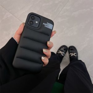 Silicone Puffer Back Cover For Apple iPhone Series - iPhone 13 Pro, Black