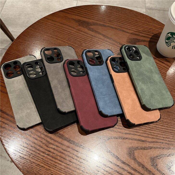 Camera Protection Premium Leather Fabric Case For Apple iPhone Series -  MiniBay