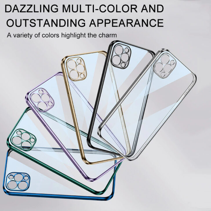 Camera Protection Luxury Square Silicone Electroplated Cover for Apple iPhone Series