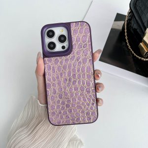 Crocodile Leather Case For Apple - iPhone 11, Purple