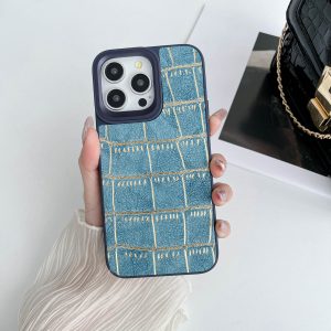 Crocodile Leather Case For Apple - iPhone 11, Blue