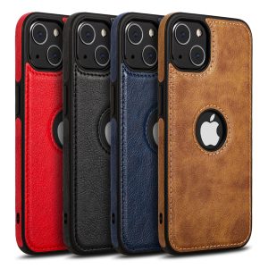 Leather Logo Cut Back Case for Apple iPhone