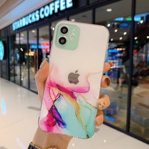 Watercolour Transparent Silicone Case for Apple iPhone Series - iPhone 11 Pro, Green
