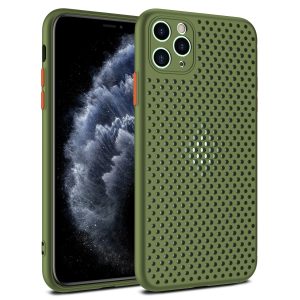 Camera Protection Mesh Silicone Back Case for Apple iPhone Series - iPhone 11 Pro, Grass Green