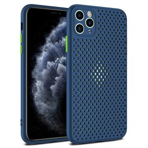 Camera Protection Mesh Silicone Back Case for Apple iPhone Series - iPhone 11 Pro Max, Blue