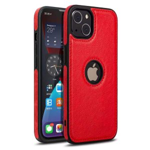 Leather Logo Cut Case for Apple - iPhone 15 Pro, Red
