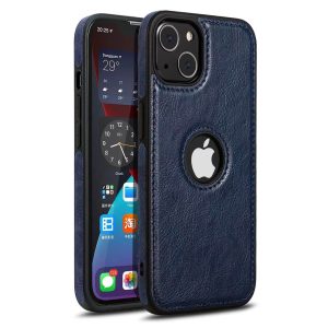 Leather Logo Cut Case for Apple - iPhone 13, Blue