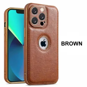 Electroplated Leather Case For Apple - iPhone 13 Pro Max, Brown