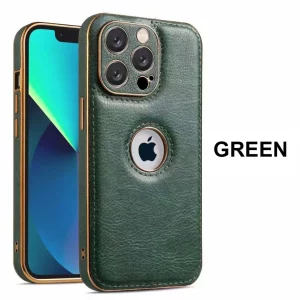 Electroplated Leather Case For Apple - iPhone 12 Pro Max, Green