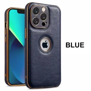 Electroplated Leather Case For Apple - iPhone 14 Pro, Blue