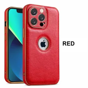 Electroplated Leather Case For Apple - iPhone 14 Pro, Red