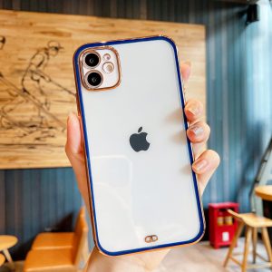 Luxury Square Silicone Electroplated Cover for Apple iPhone - iPhone 14, Blue