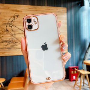 Luxury Square Silicone Electroplated Cover for Apple iPhone - iPhone 14 Plus, Pink