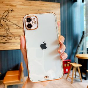 Luxury Square Silicone Electroplated Cover for Apple iPhone - iPhone 14, White