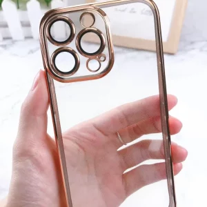 Camera Protection With Luxury Ring Transparent Case For Apple iPhone Series - iPhone 12, Golden