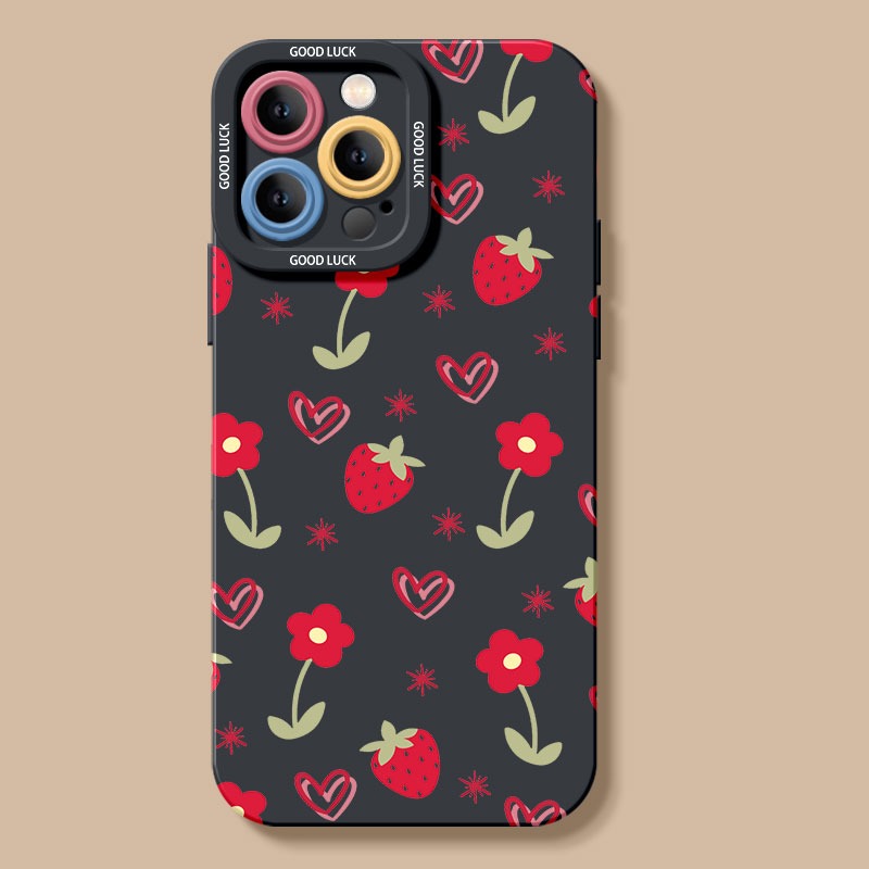 Strawberry Fields & Hearts Silicone Case for Apple iPhone Series – view 3