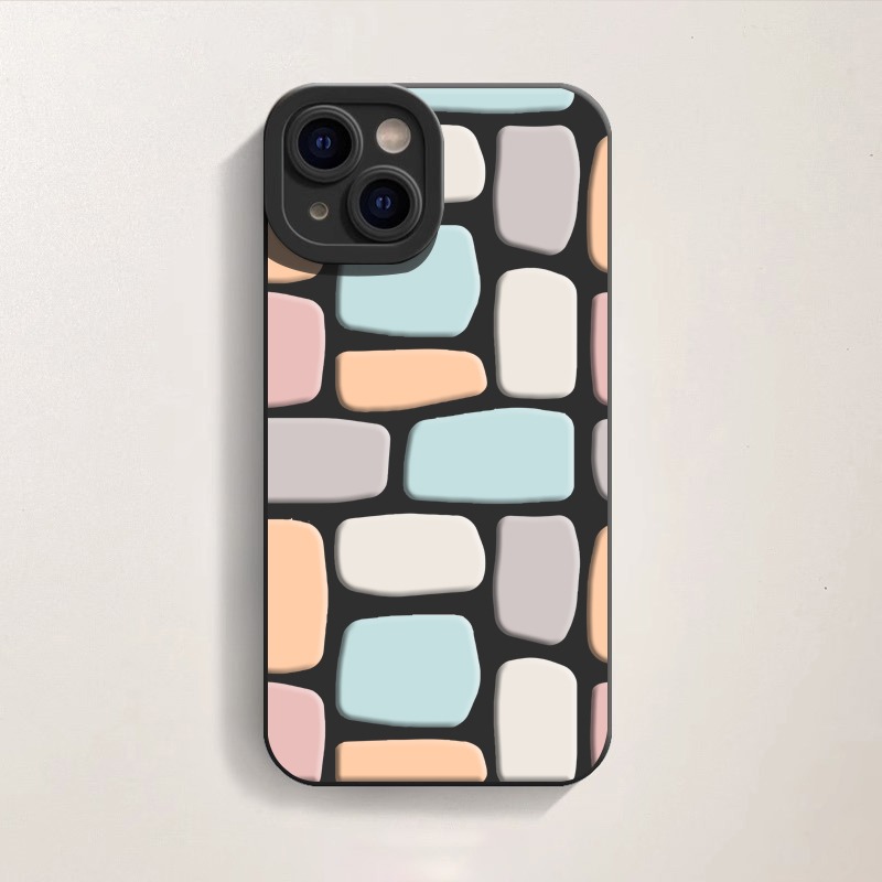 Retro Pastel Mosaic Silicone Case for Apple iPhone Series – view 3