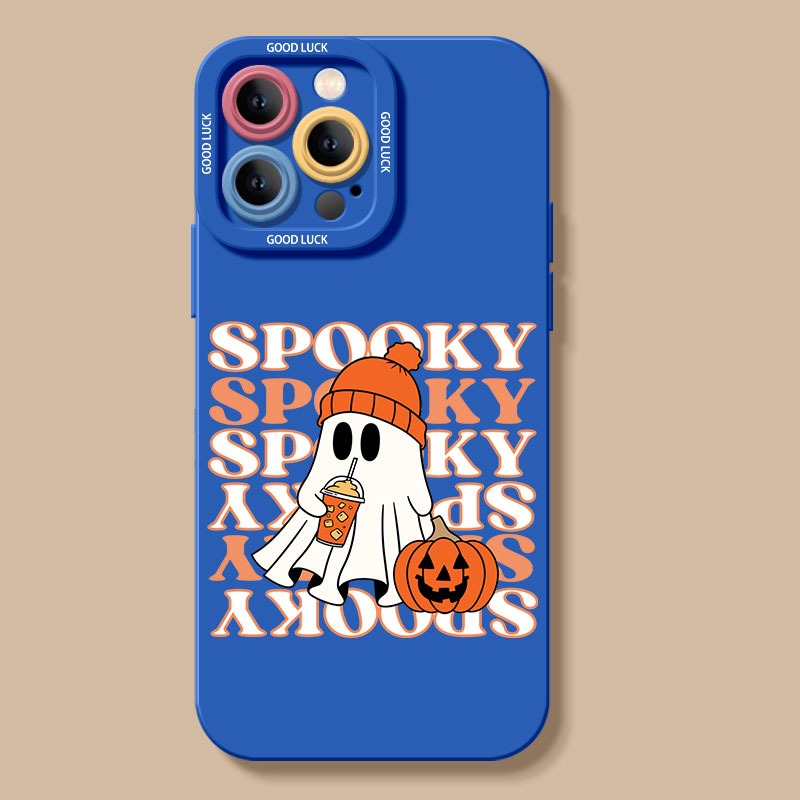 Spooky Ghost and Pumpkin Vibes Silicone Case for Apple iPhone Series – view 4