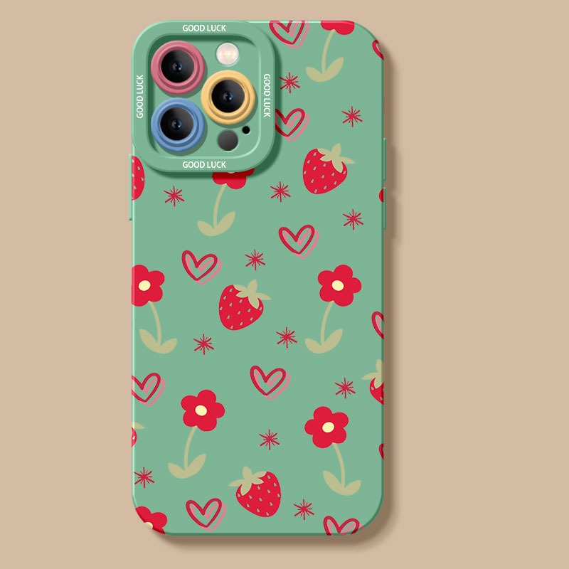 Strawberry Fields & Hearts Silicone Case for Apple iPhone Series – view 4