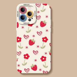 Strawberry Hearts Silicone Case for Apple iPhone Series