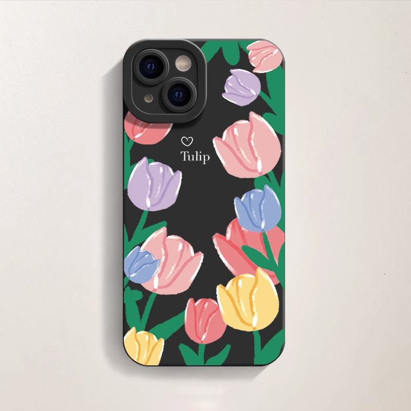 Colorful Tulip Blossom Silicone Case for Apple iPhone Series – view 1
