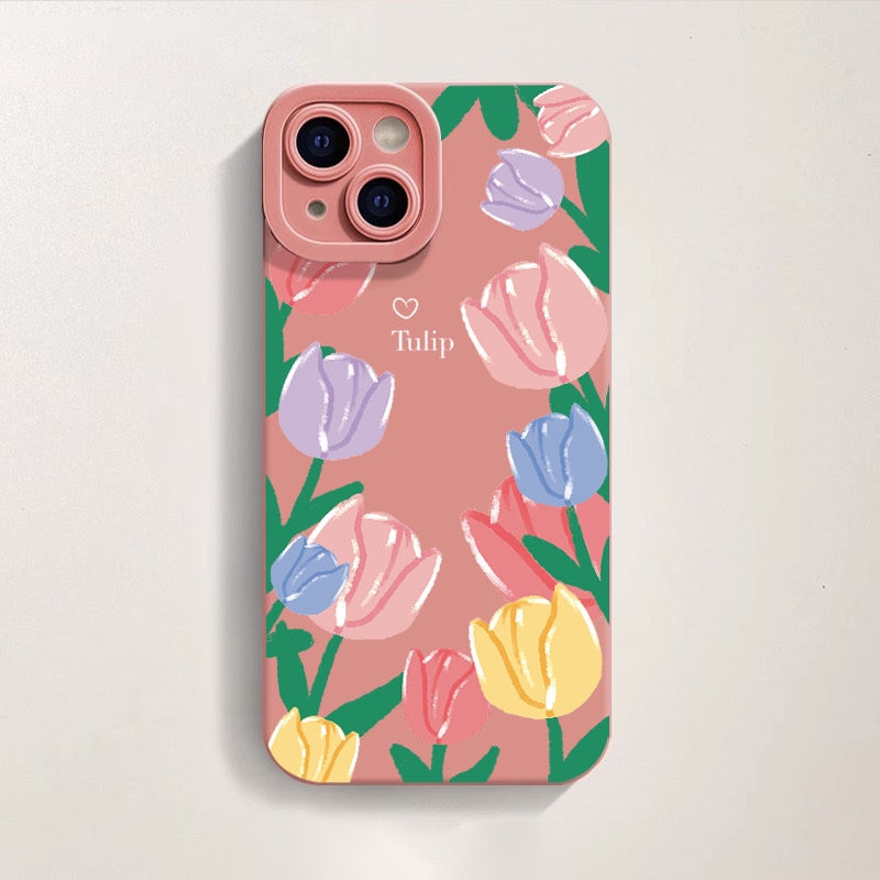 Colorful Tulip Blossom Silicone Case for Apple iPhone Series – view 4