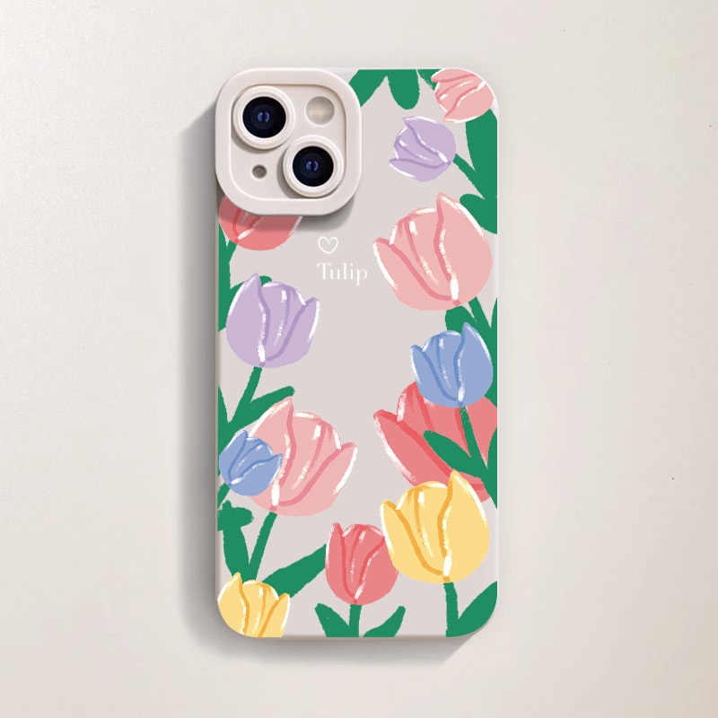 Colorful Tulip Blossom Silicone Case for Apple iPhone Series – view 2