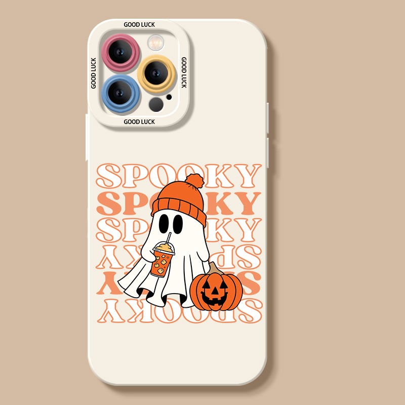 Spooky Ghost and Pumpkin Vibes Silicone Case for Apple iPhone Series – view 2