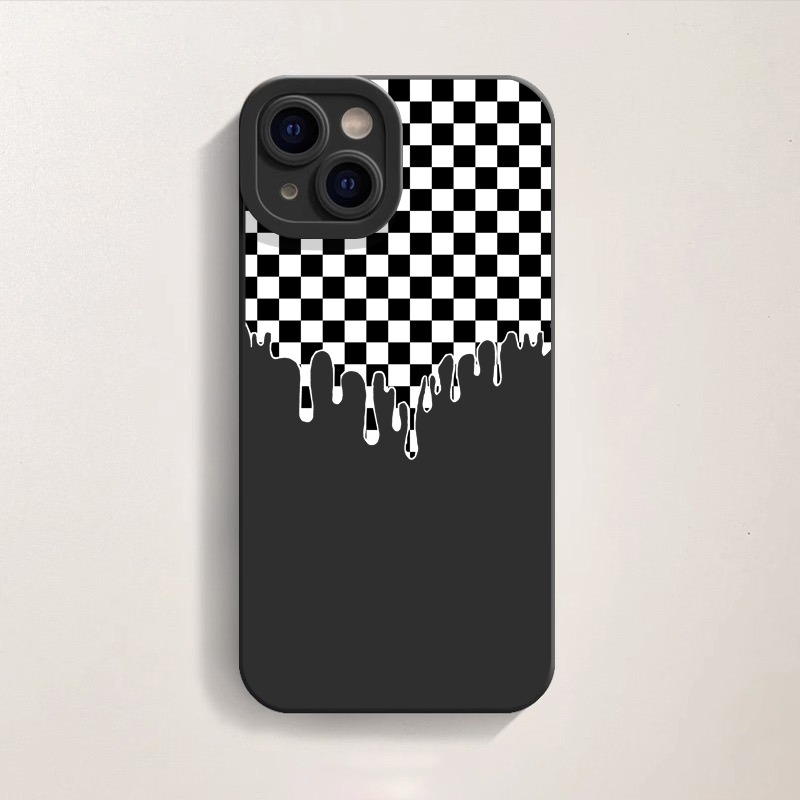 Dripping Checkerboard Elegance Silicone Case for Apple iPhone Series – view 2