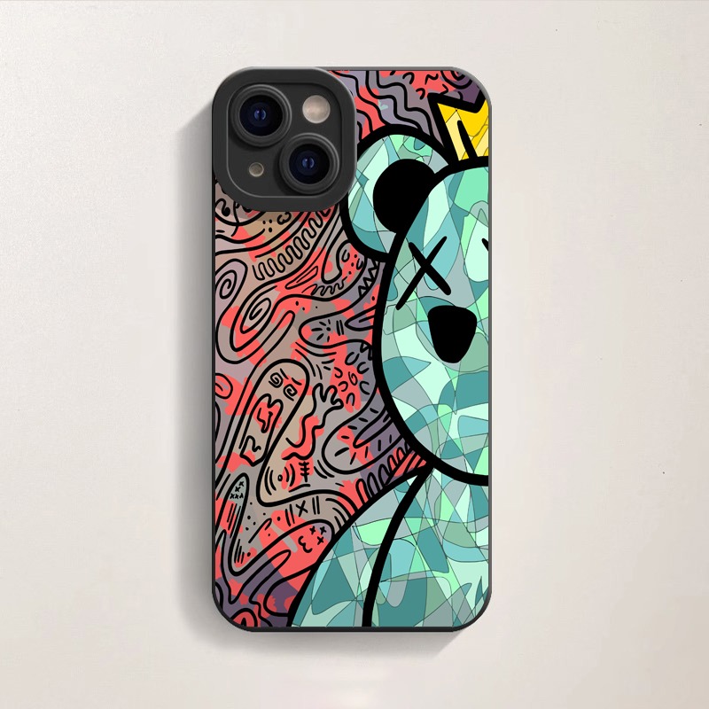 Colorful King Bear Doodle Silicone Case for Apple iPhone Series – view 2