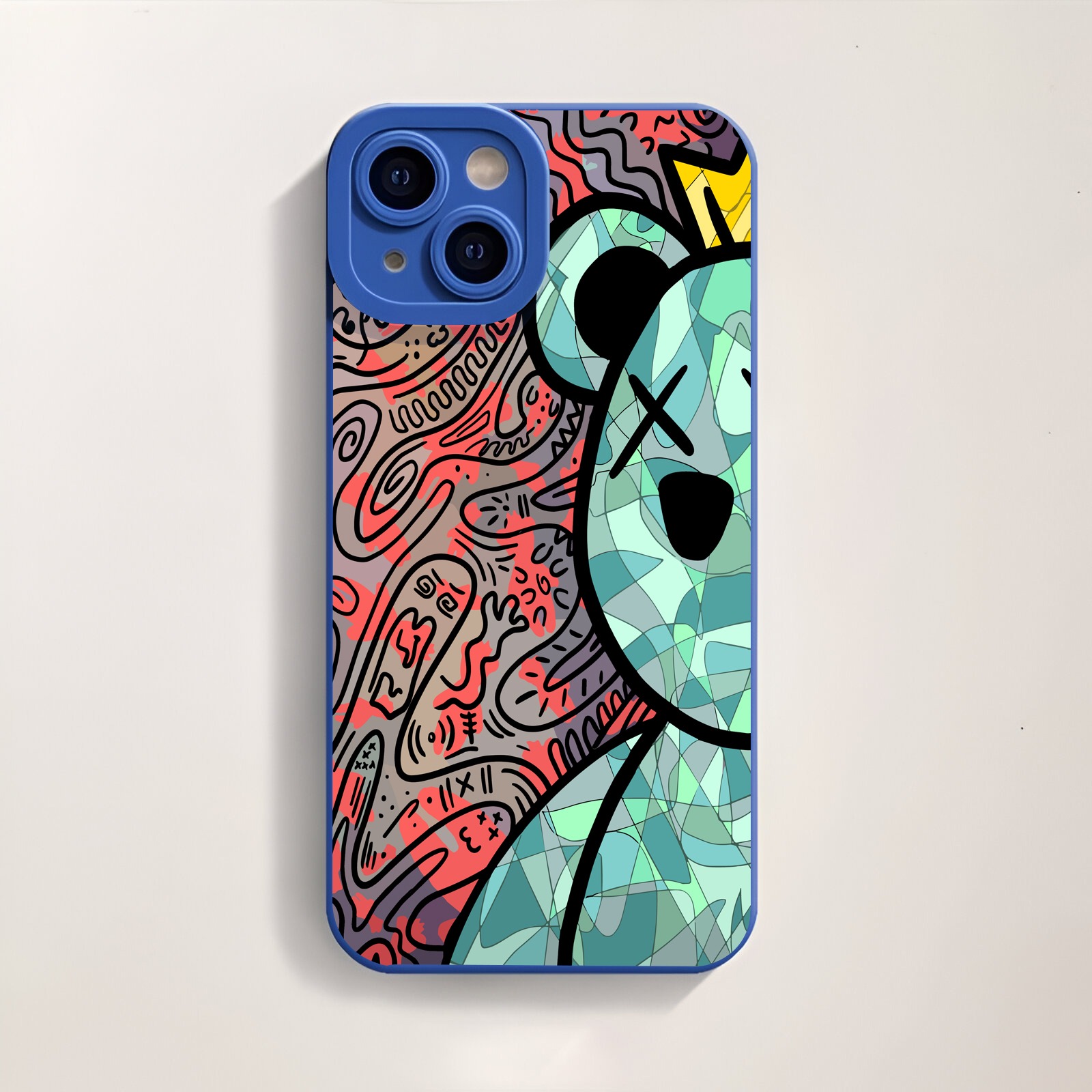 Colorful King Bear Doodle Silicone Case for Apple iPhone Series – view 3