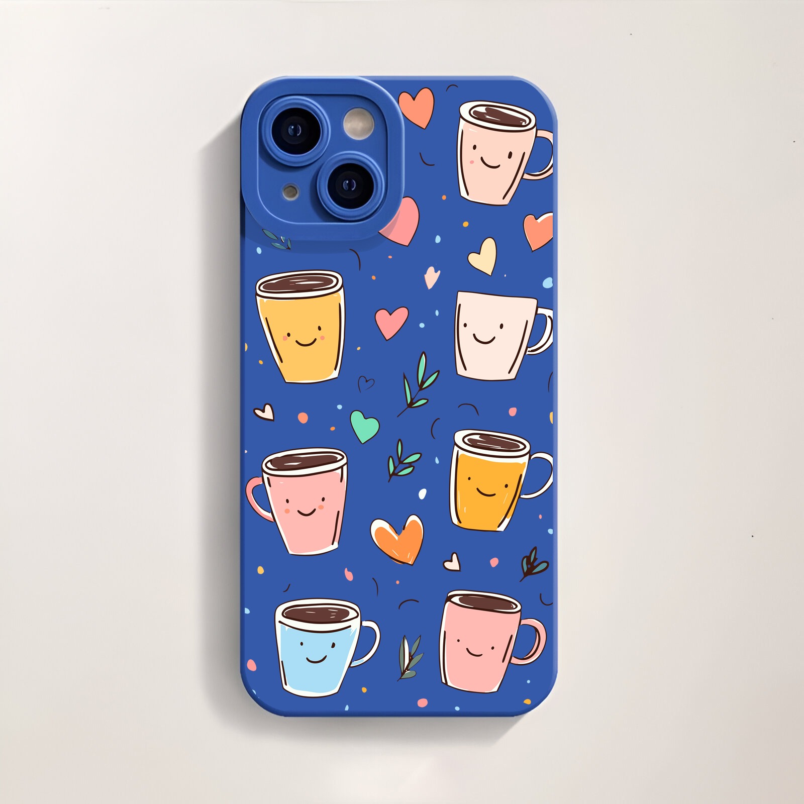 Smiley Coffee Cups & Hearts Silicone Case for Apple iPhone Series – view 4