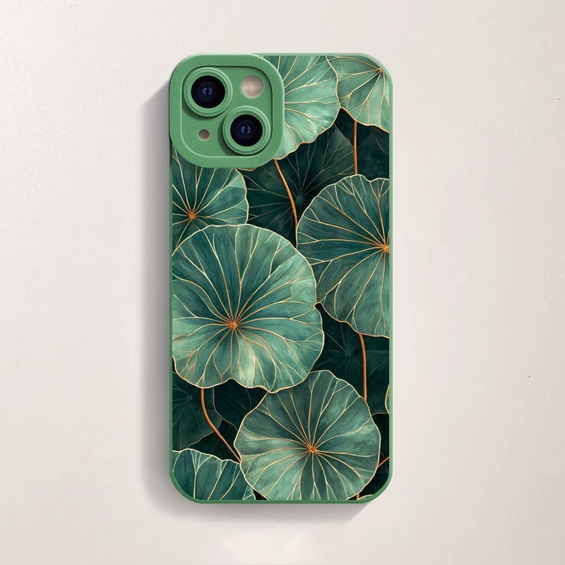 Tropical Lotus Leaf Silicone Case for Apple iPhone Series – view 2