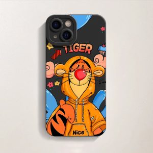 Cartoon Tiger Hoodie Fun Silicone Case for Apple iPhone Series