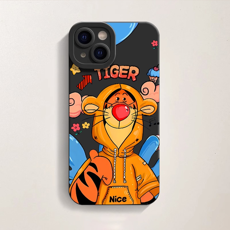 Cartoon Tiger Hoodie Fun Silicone Case for Apple iPhone Series – view 1