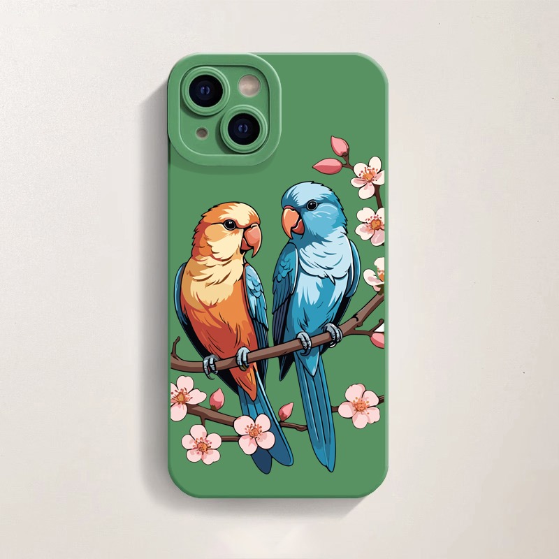Tropical Parrot Blossom Silicone Case for Apple iPhone Series – view 1