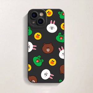 Cute Cartoon Faces Pattern Silicone Case for Apple iPhone Series