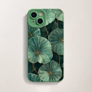 Tropical Lotus Leaf Silicone Case for Apple iPhone Series