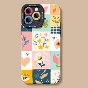 Floral Patchwork Charm Silicone Case for Apple iPhone Series