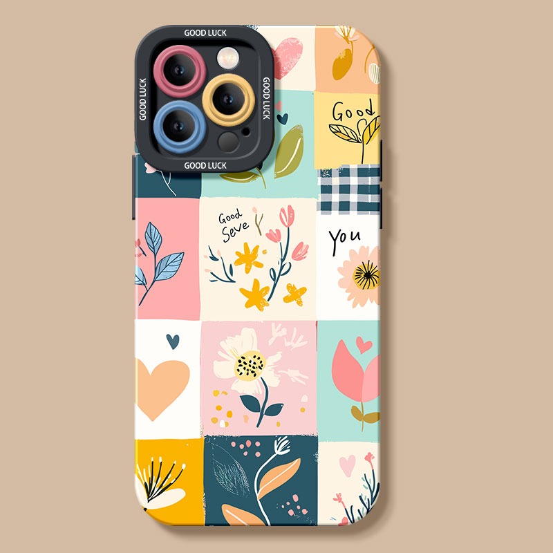 Floral Patchwork Charm Silicone Case for Apple iPhone Series – view 1