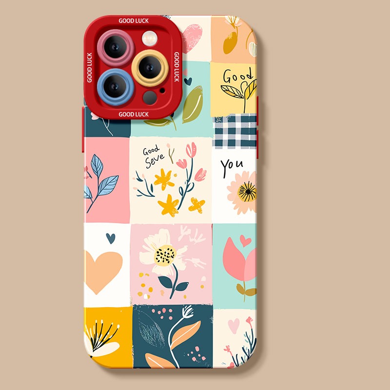 Floral Patchwork Charm Silicone Case for Apple iPhone Series – view 3