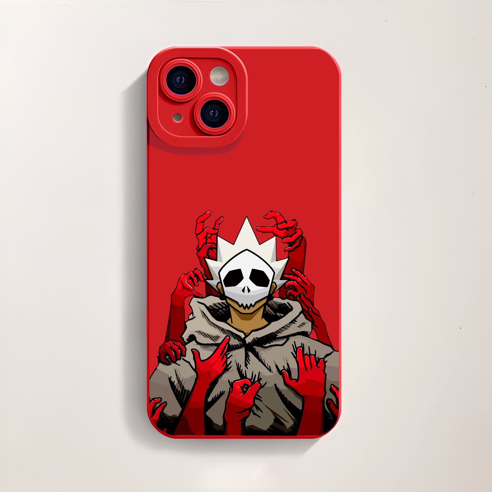 Edgy Skull and Hands Red Silicone Case for Apple iPhone Series – view 5