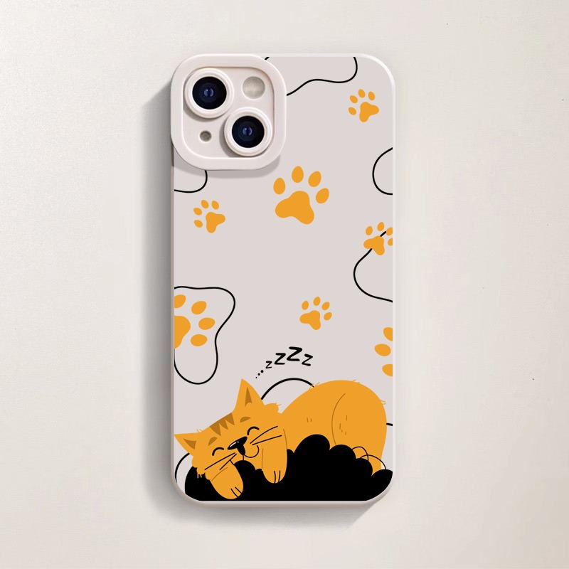 Cozy Cat Nap Paw Print Silicone Case for Apple iPhone Series – view 3