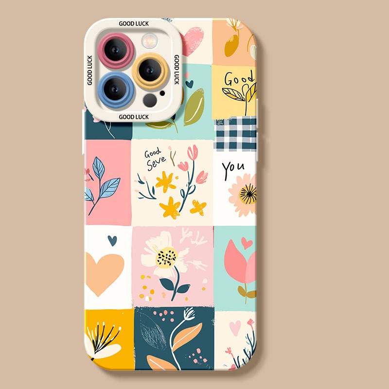 Floral Patchwork Charm Silicone Case for Apple iPhone Series – view 4