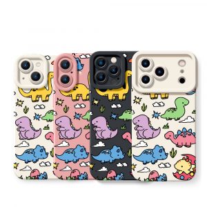 Cute Dino Parade Silicone Case for Apple iPhone Series