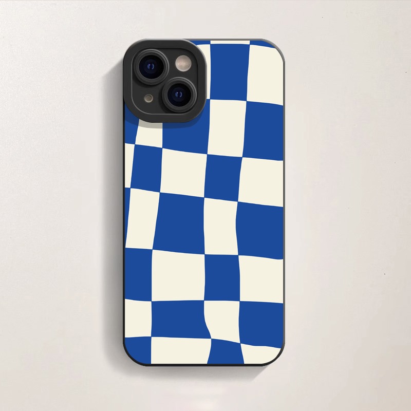 Vibrant Blue Checkerboard Silicone Case for Apple iPhone Series – view 3