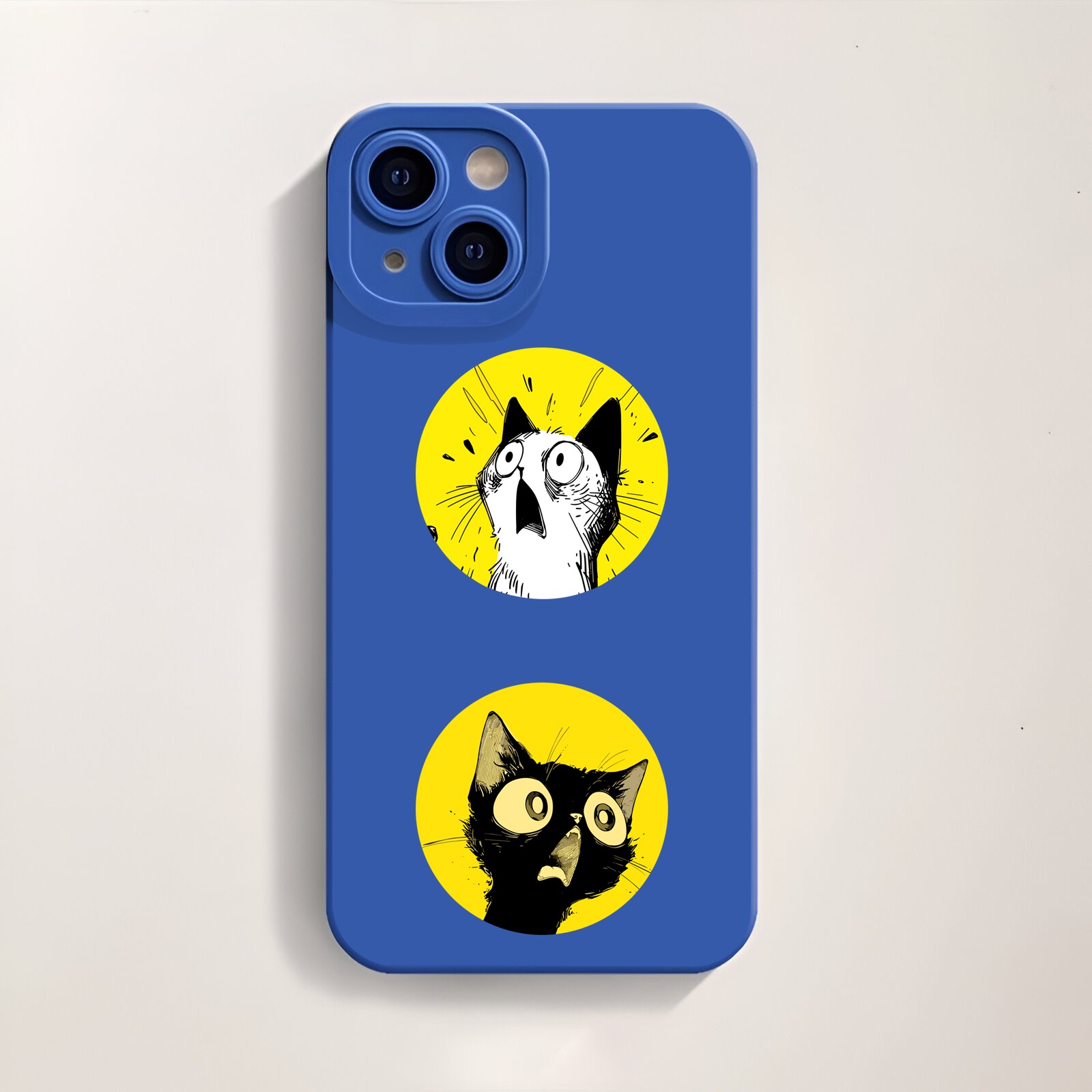 Surprised Cats in Yellow Circles Silicone Case for Apple iPhone Series – view 5