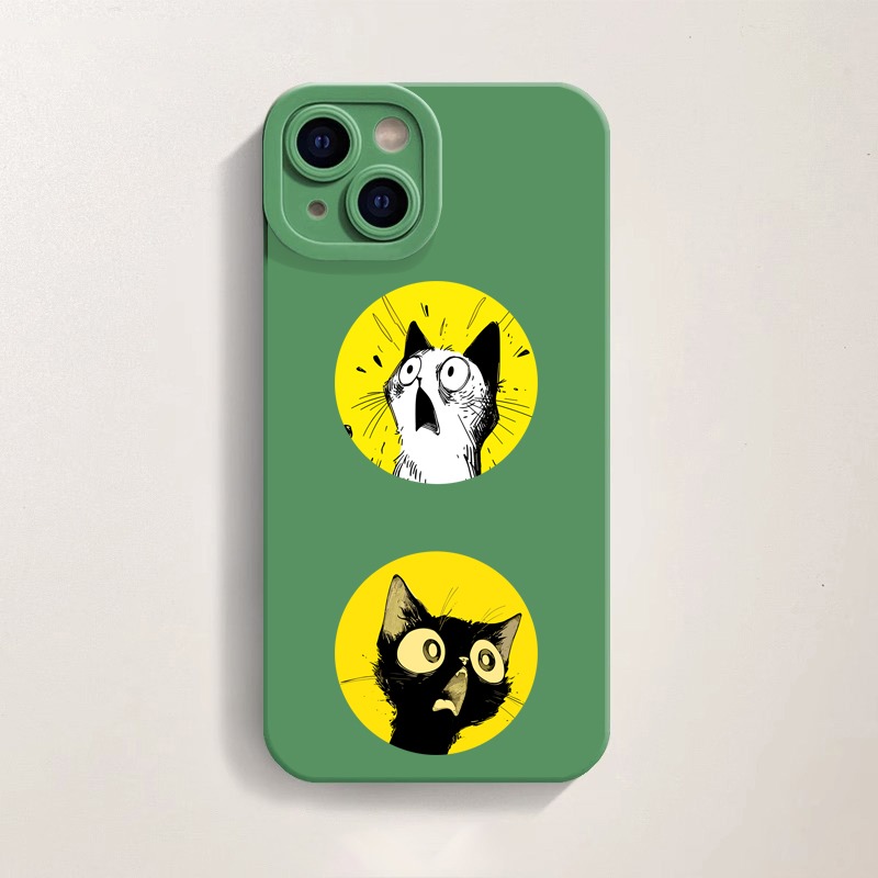 Surprised Cats in Yellow Circles Silicone Case for Apple iPhone Series – view 4